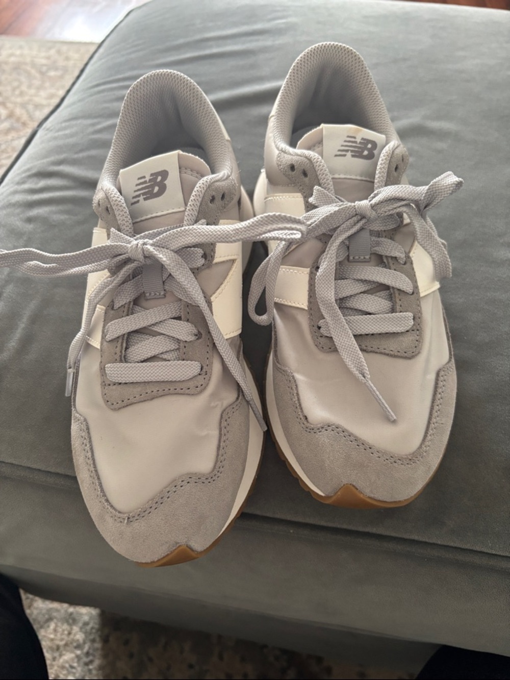 New Balance Light Gray & White Retro Runner Sneakers